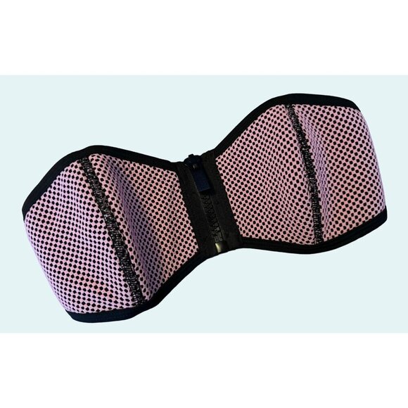 TRIANGL Neoprene Scuba Pink & Black Strapless Bikini Bathing Suit Top Sz S - Picture 1 of 6